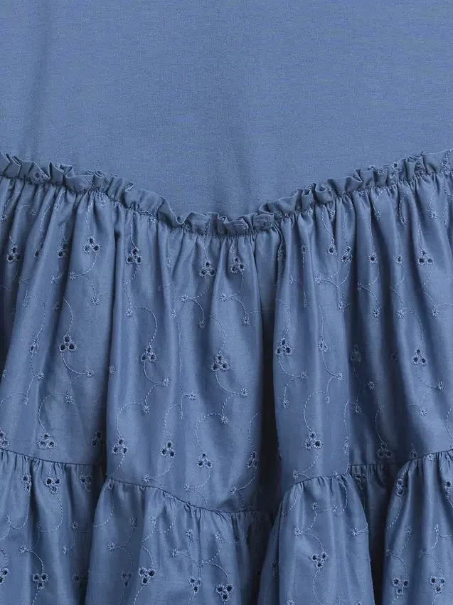 Vestito canotta a balze in tessuto misto per bambini
