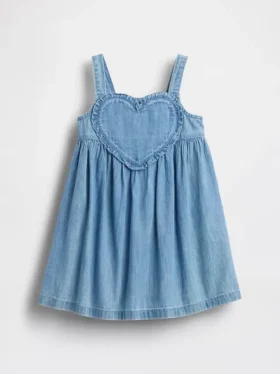 Vestito canotta con cuore in denim per neonato & bebè