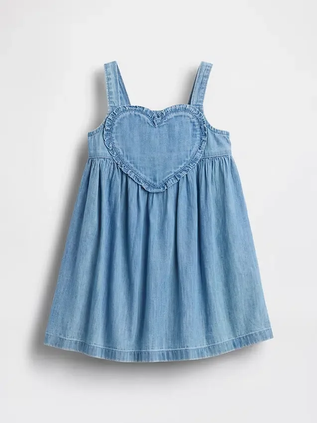 Vestito canotta con cuore in denim per neonato & bebè