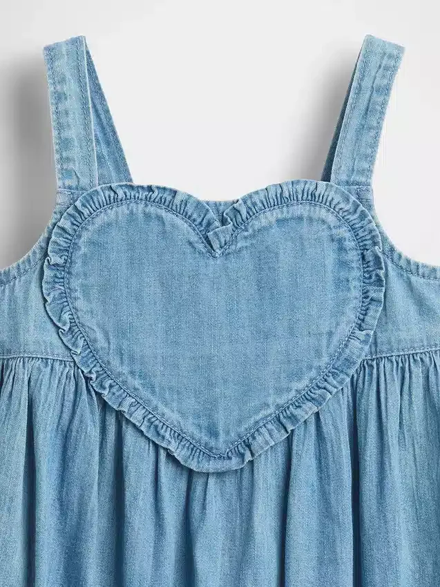 Vestito canotta con cuore in denim per neonato & bebè