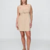 Vestito con arricciature e chiusura frontale a bottoni