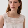 Vestito con carré all’uncinetto in misto lino