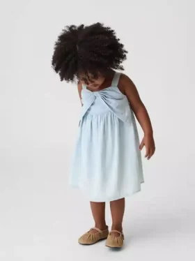 Vestito con fiocco in denim per neonato & bebè