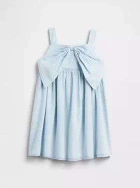 Vestito con fiocco in denim per neonato & bebè