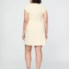 Vestito con maniche ad aletta in misto lino