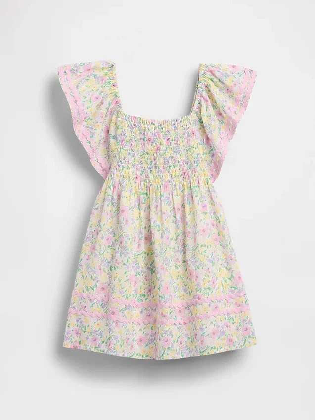 Vestito con maniche svolazzanti e smock per neonato & bebè