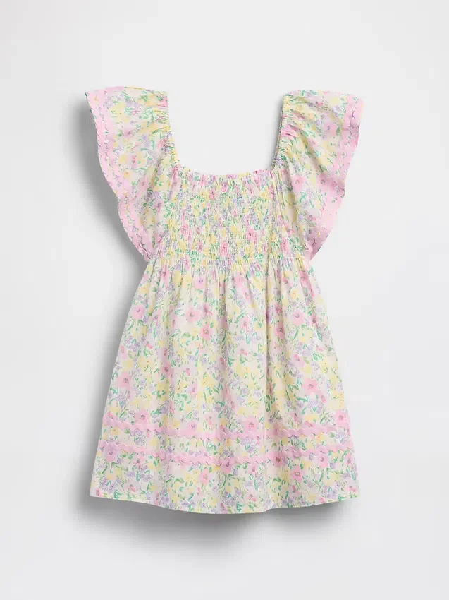 Vestito con maniche svolazzanti e smock per neonato & bebè