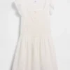 Vestito da bambina con maniche svolazzanti e bordi in pizzo
