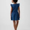Vestito da bambina con maniche svolazzanti e bordi in pizzo