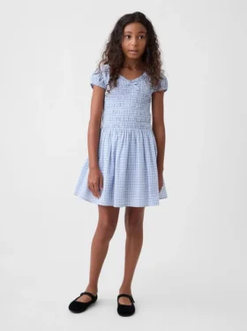 Vestito da bambina con stampa e smock