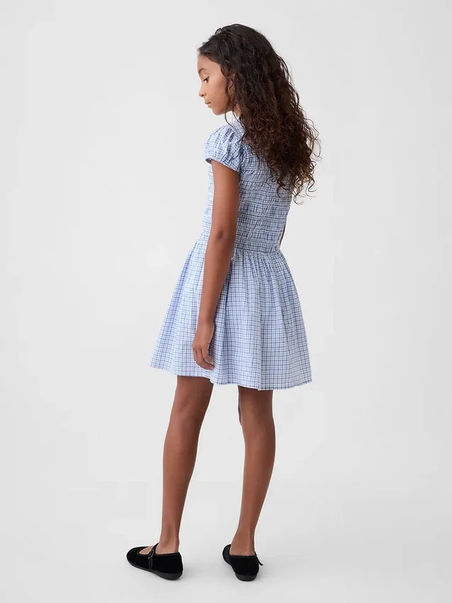 Vestito da bambina con stampa e smock