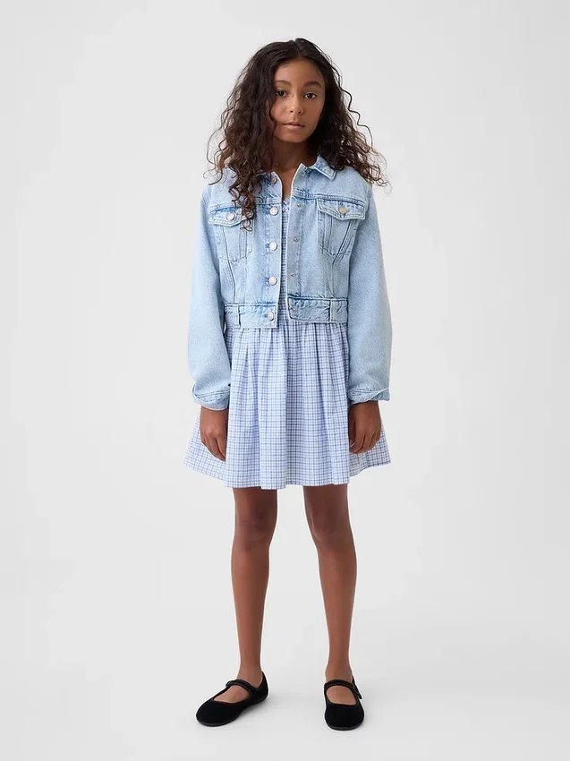 Vestito da bambina con stampa e smock