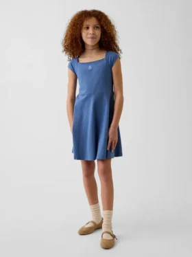 Vestito da bambina in jersey con scollo quadrato