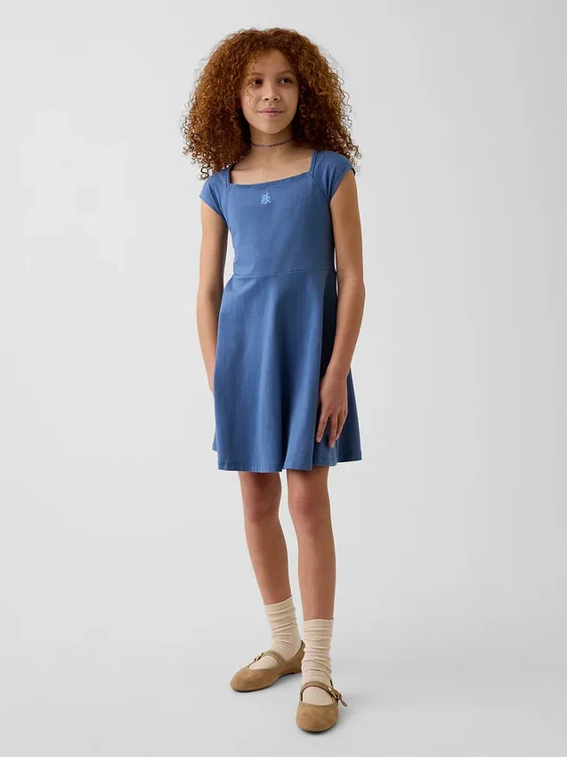 Vestito da bambina in jersey con scollo quadrato