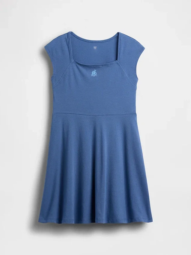 Vestito da bambina in jersey con scollo quadrato