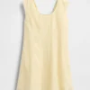 Vestito da bambina in misto lino e cotone con scollo rotondo