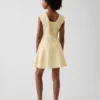 Vestito da bambina in misto lino e cotone con scollo rotondo