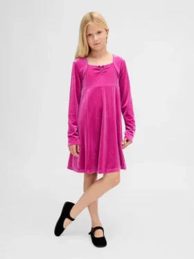 Vestito da bambina in velluto con vita impero