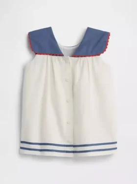 Vestito da marinaio in lino e cotone per neonati
