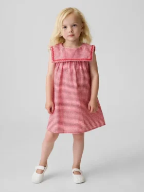 Vestito da marinaretta in lino e cotone a quadretti per neonato & bebè