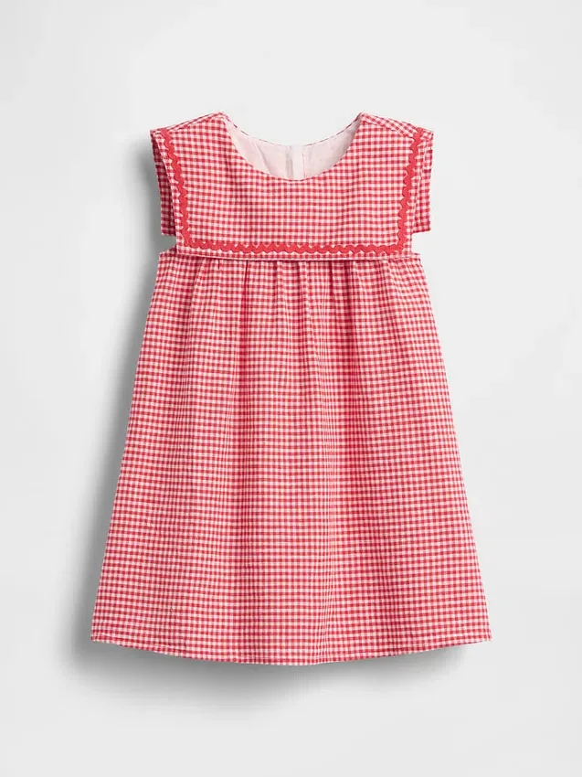 Vestito da marinaretta in lino e cotone a quadretti per neonato & bebè