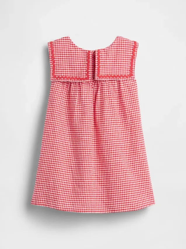Vestito da marinaretta in lino e cotone a quadretti per neonato & bebè