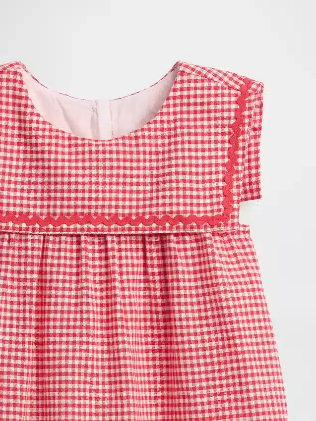 Vestito da marinaretta in lino e cotone a quadretti per neonato & bebè