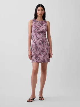 Vestito floreale con scollo a barchetta e schiena scoperta