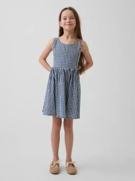 Vestito in denim a quadretti per bambini