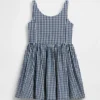 Vestito in denim a quadretti per bambini