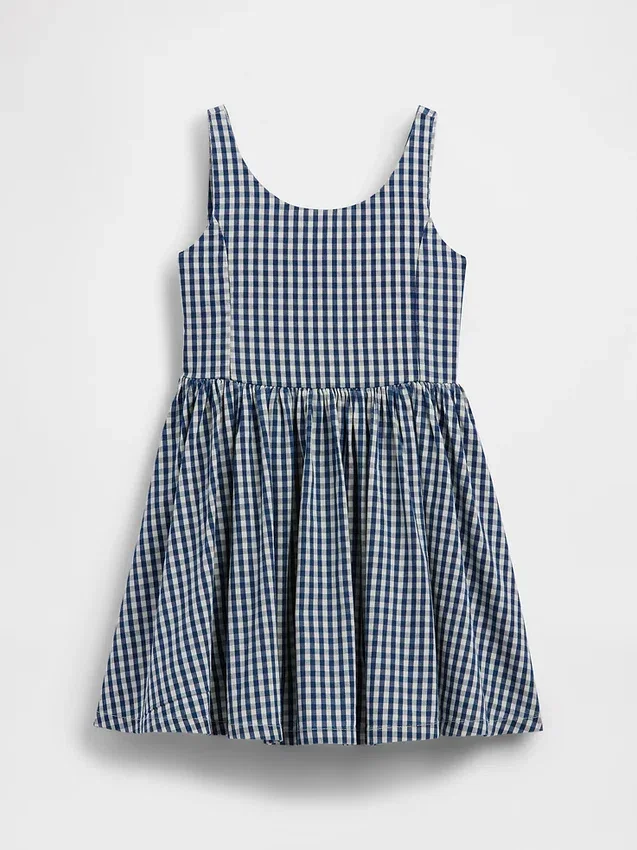 Vestito in denim a quadretti per bambini