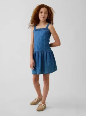 Vestito in denim a vita bassa per bambini