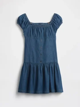 Vestito in denim a vita bassa per bambini