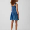 Vestito in denim a vita bassa per bambini
