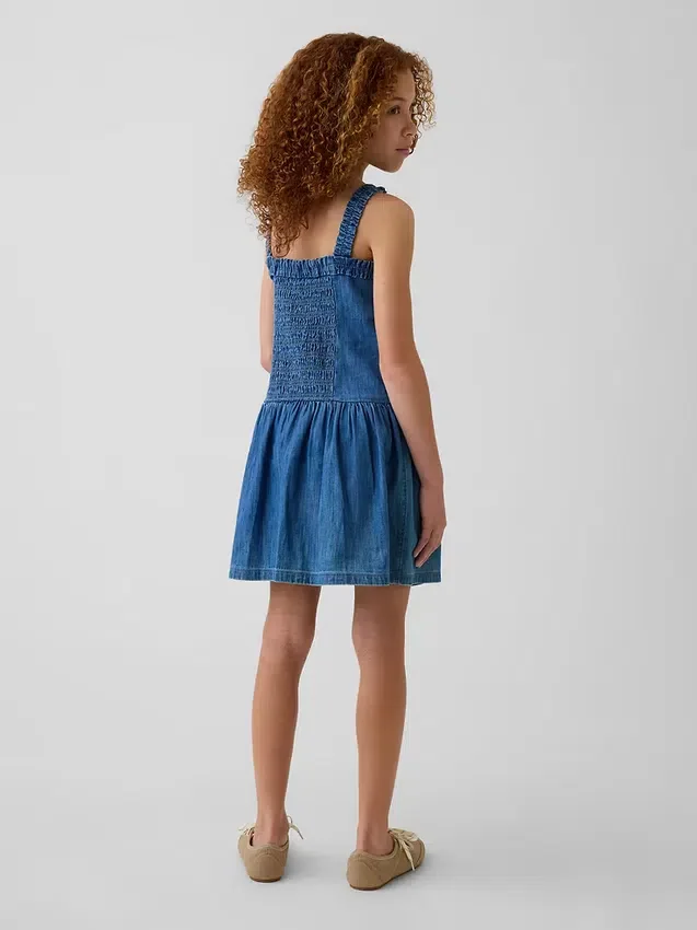 Vestito in denim a vita bassa per bambini