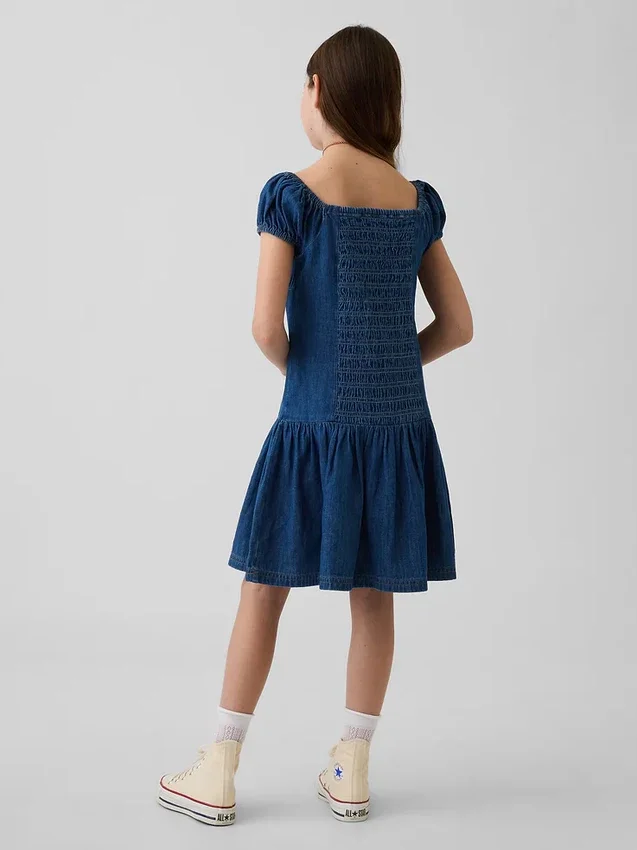 Vestito in denim a vita bassa per bambini