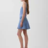Vestito in denim con cuciture e zip frontale