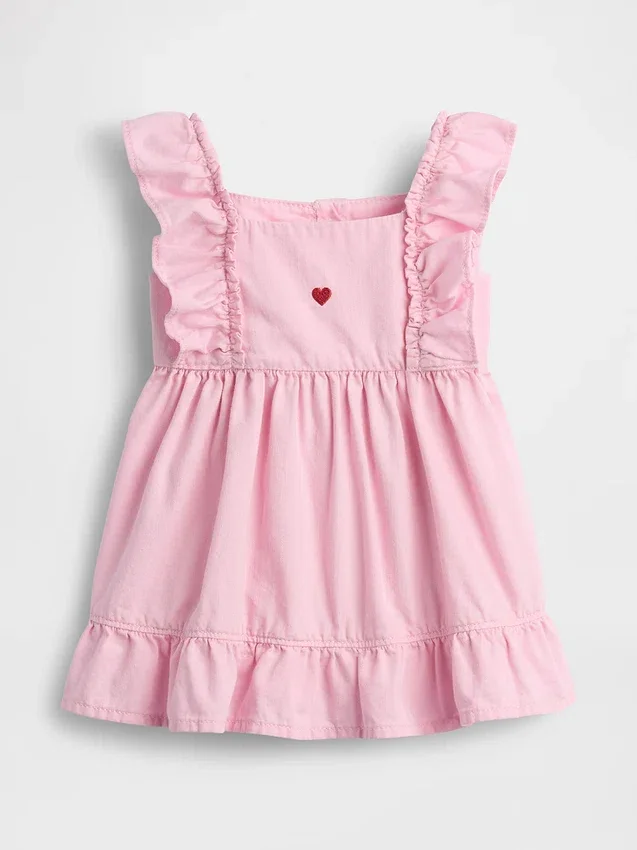 Vestito in denim con cuore per neonati