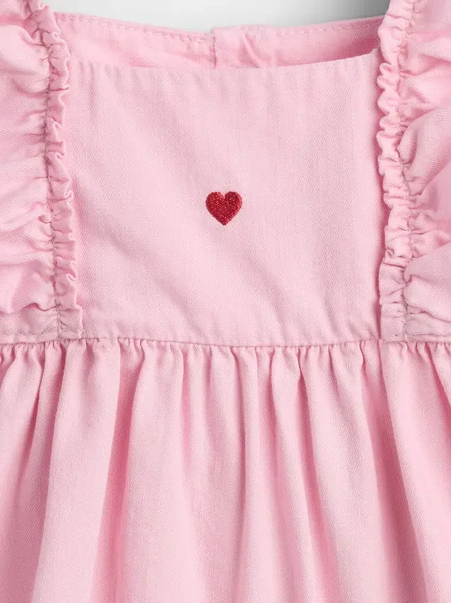 Vestito in denim con cuore per neonati