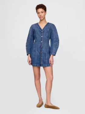 Vestito in denim con maniche a campana