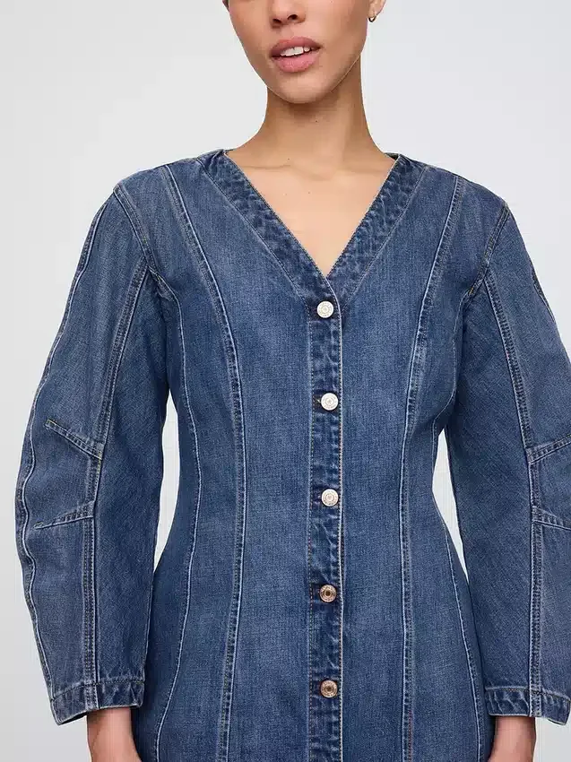 Vestito in denim con maniche a campana