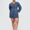 Vestito in denim con maniche a campana