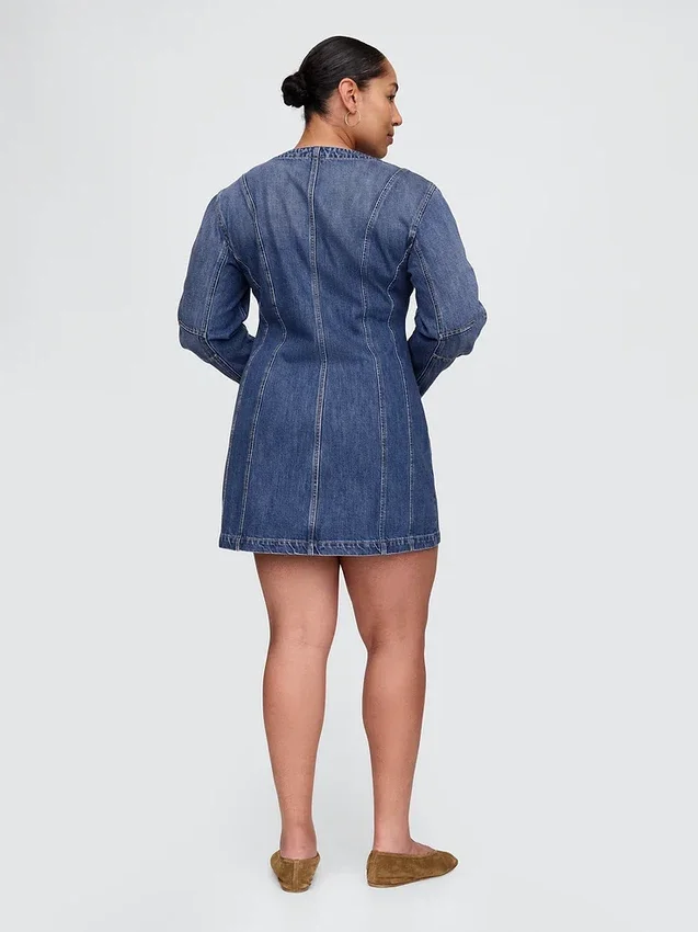 Vestito in denim con maniche a campana