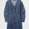 Vestito in denim con maniche a campana