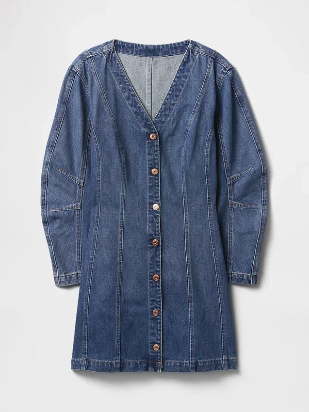 Vestito in denim con maniche a campana