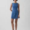 Vestito in denim con scollo a barchetta e schiena scoperta