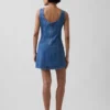 Vestito in denim con scollo a barchetta e schiena scoperta