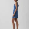 Vestito in denim con scollo a barchetta e schiena scoperta