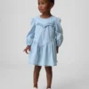 Vestito in denim con volant a forma di cuore per neonato & bebè