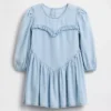 Vestito in denim con volant a forma di cuore per neonato & bebè